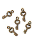 Anhänger "Mini-Schlüssel mit Herz" - 7 x 16 mm - Bronze