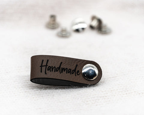 Kunstleder-Label "Handmade", Braun, 90x15 mm