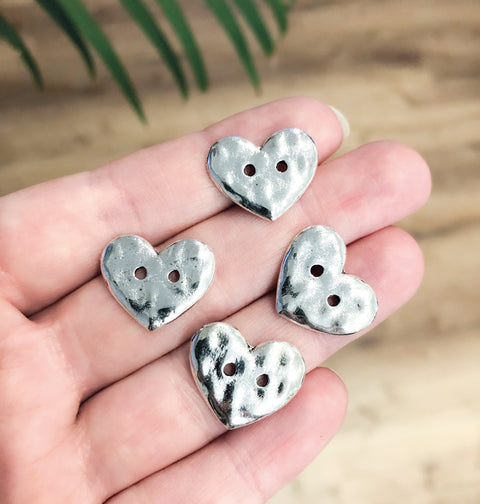 1 metal button heart - 27 mm