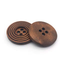 1 Knopf aus Holz, rund, gerillt - Holzknopf geringelt - 25 mm - Stolz aus Holz