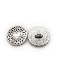  Metallknopf Herz - 18 mm - Antik-Silber-Look