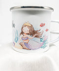 Emaille Tasse personalisiert mit Name / Meerjungfrau / Kindertasse Mermaid / Geschenk für Kinder mit Personalisierung - ET2003