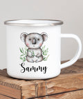 Personalisierte Tasse Name / Emaille Tasse / beidseitig bedruckt / Geschenk für Kinder mit Personalisierung, Koala - ET-3012