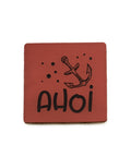 Kunstleder Label zum Annähen mit Motiv "Ahoi" - waschbar - Stolz aus Holz